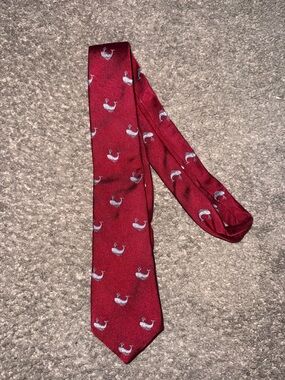 Brooks Brothers Red Silk Tie with Light Blue Whale Motif